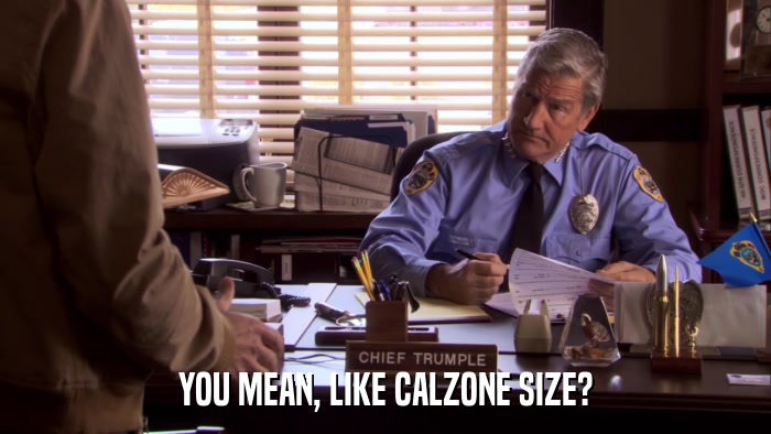 YOU MEAN, LIKE CALZONE SIZE?  