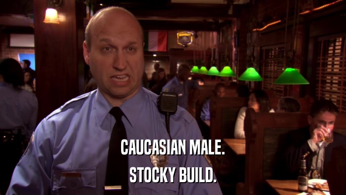 CAUCASIAN MALE. STOCKY BUILD. 