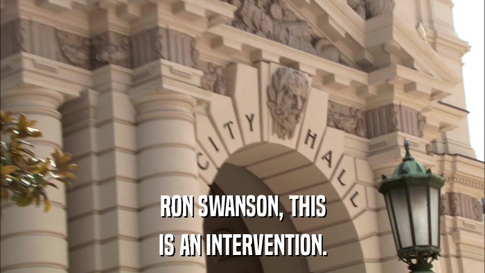 RON SWANSON, THIS IS AN INTERVENTION. 