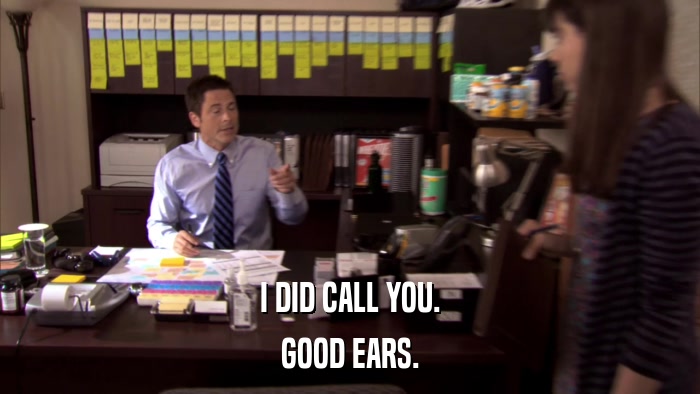 I DID CALL YOU. GOOD EARS. 