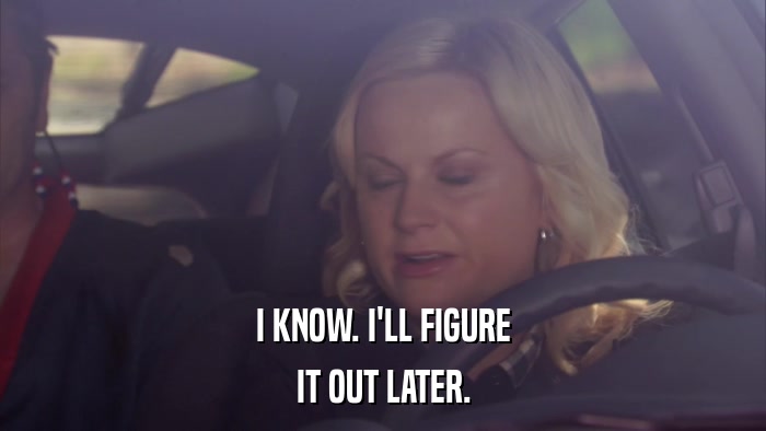 I KNOW. I'LL FIGURE IT OUT LATER. 