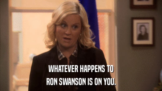 WHATEVER HAPPENS TO RON SWANSON IS ON YOU. 