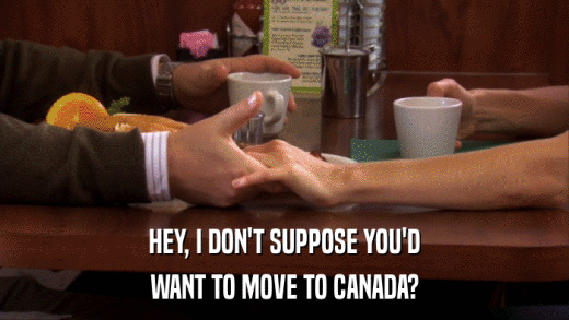 HEY, I DON'T SUPPOSE YOU'D WANT TO MOVE TO CANADA? 