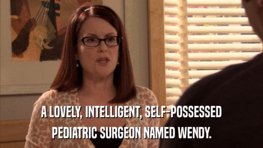 A LOVELY, INTELLIGENT, SELF-POSSESSED PEDIATRIC SURGEON NAMED WENDY. 
