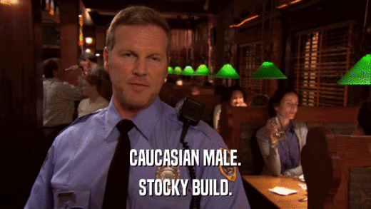 CAUCASIAN MALE. STOCKY BUILD. 