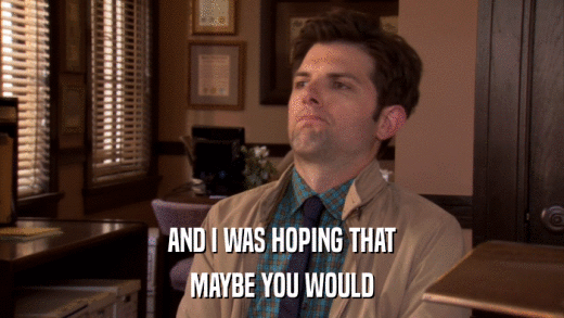 AND I WAS HOPING THAT MAYBE YOU WOULD 