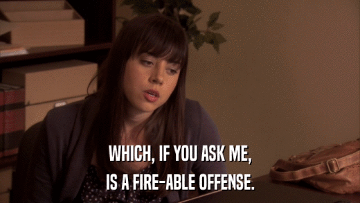 WHICH, IF YOU ASK ME, IS A FIRE-ABLE OFFENSE. 