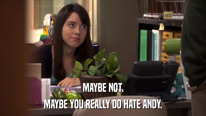 MAYBE NOT. MAYBE YOU REALLY DO HATE ANDY. 
