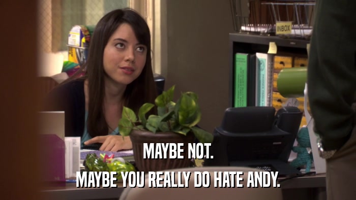 MAYBE NOT. MAYBE YOU REALLY DO HATE ANDY. 