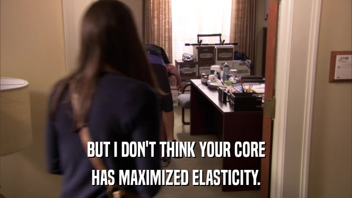 BUT I DON'T THINK YOUR CORE HAS MAXIMIZED ELASTICITY. 