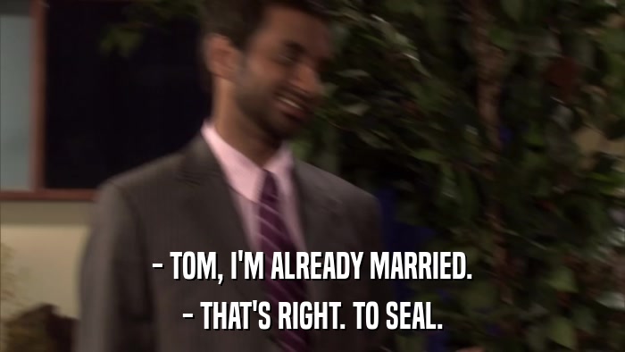 - TOM, I'M ALREADY MARRIED. - THAT'S RIGHT. TO SEAL. 
