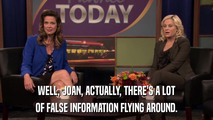 WELL, JOAN, ACTUALLY, THERE'S A LOT OF FALSE INFORMATION FLYING AROUND. 