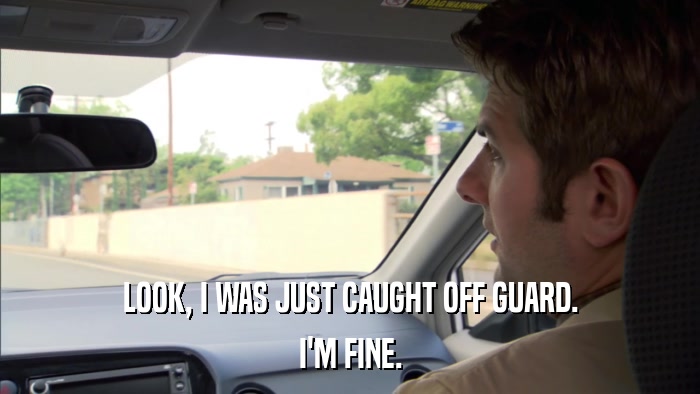LOOK, I WAS JUST CAUGHT OFF GUARD. I'M FINE. 