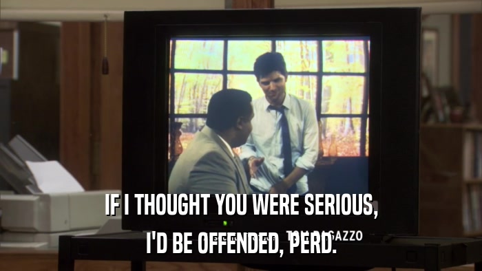 IF I THOUGHT YOU WERE SERIOUS, I'D BE OFFENDED, PERD. 