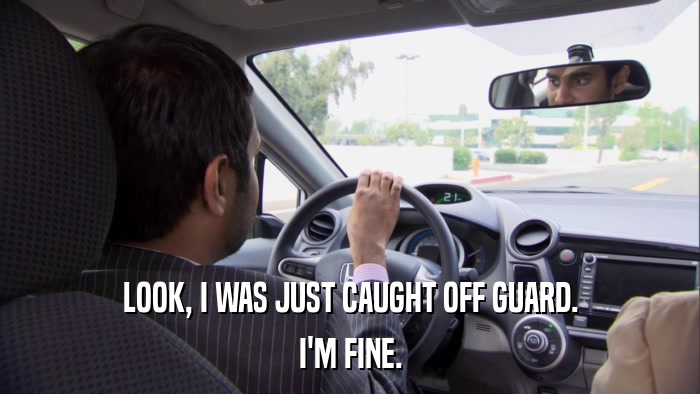 LOOK, I WAS JUST CAUGHT OFF GUARD. I'M FINE. 