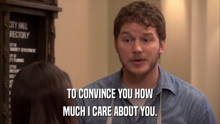 TO CONVINCE YOU HOW MUCH I CARE ABOUT YOU. 
