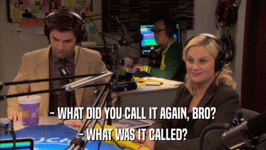 - WHAT DID YOU CALL IT AGAIN, BRO? - WHAT WAS IT CALLED? 