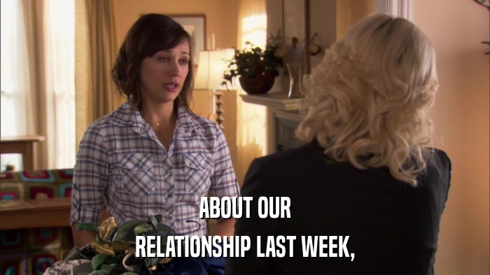 ABOUT OUR RELATIONSHIP LAST WEEK, 