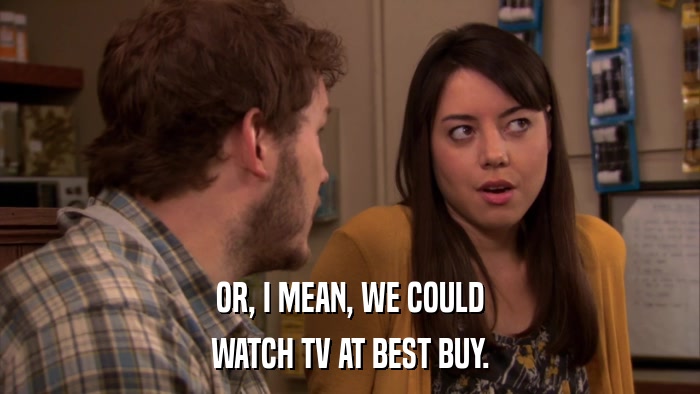 OR, I MEAN, WE COULD WATCH TV AT BEST BUY. 