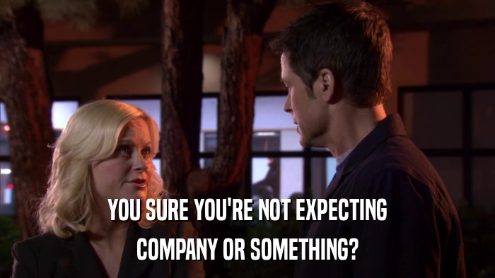 YOU SURE YOU'RE NOT EXPECTING COMPANY OR SOMETHING? 