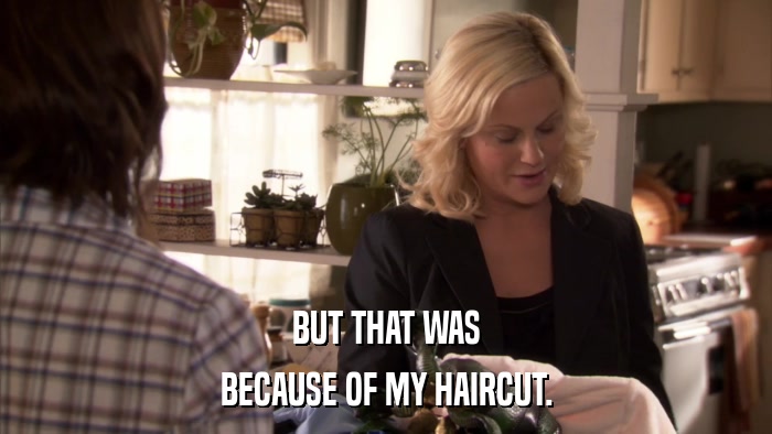 BUT THAT WAS BECAUSE OF MY HAIRCUT. 