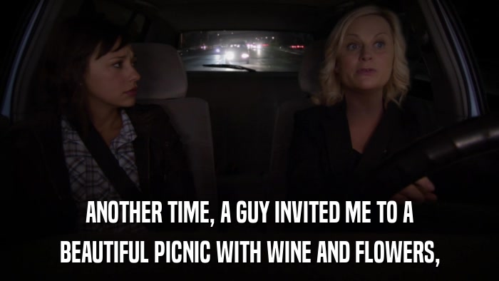 ANOTHER TIME, A GUY INVITED ME TO A BEAUTIFUL PICNIC WITH WINE AND FLOWERS, 