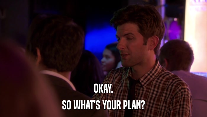 OKAY. SO WHAT'S YOUR PLAN? 
