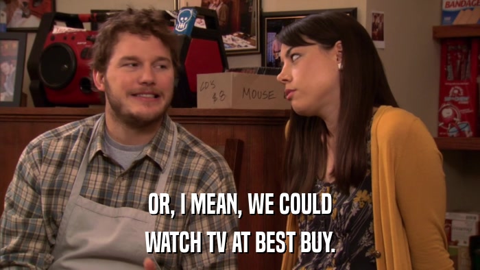 OR, I MEAN, WE COULD WATCH TV AT BEST BUY. 