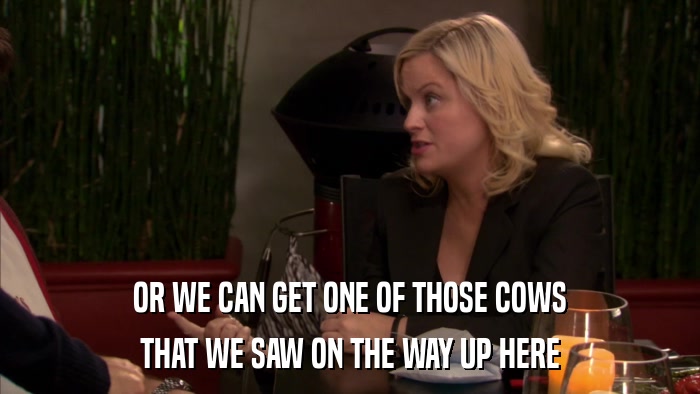 OR WE CAN GET ONE OF THOSE COWS THAT WE SAW ON THE WAY UP HERE 