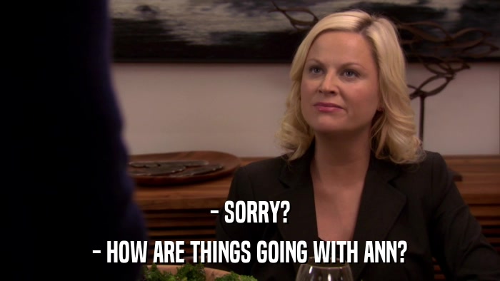 - SORRY? - HOW ARE THINGS GOING WITH ANN? 