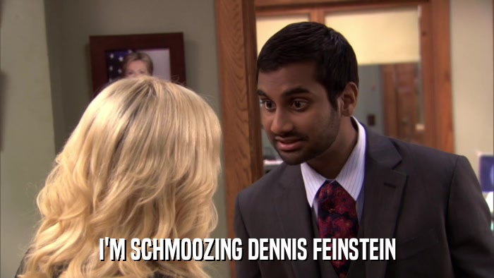 I'M SCHMOOZING DENNIS FEINSTEIN  