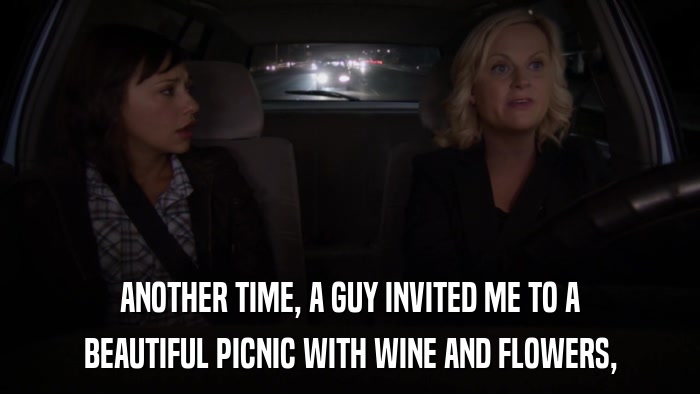 ANOTHER TIME, A GUY INVITED ME TO A BEAUTIFUL PICNIC WITH WINE AND FLOWERS, 