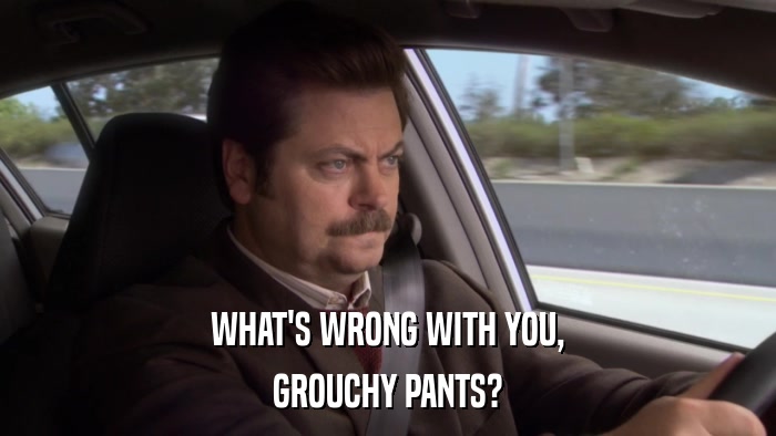 WHAT'S WRONG WITH YOU, GROUCHY PANTS? 