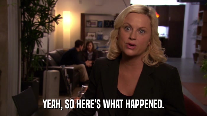 YEAH, SO HERE'S WHAT HAPPENED.  