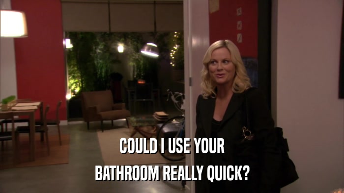 COULD I USE YOUR BATHROOM REALLY QUICK? 