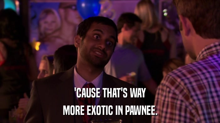 'CAUSE THAT'S WAY MORE EXOTIC IN PAWNEE. 