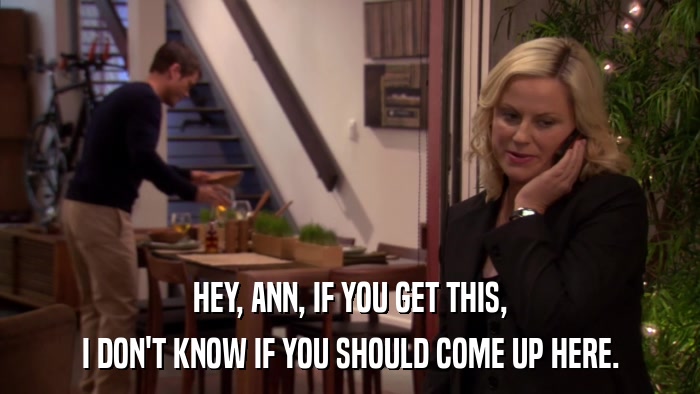 HEY, ANN, IF YOU GET THIS, I DON'T KNOW IF YOU SHOULD COME UP HERE. 