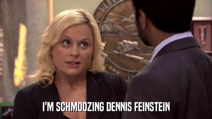 I'M SCHMOOZING DENNIS FEINSTEIN  