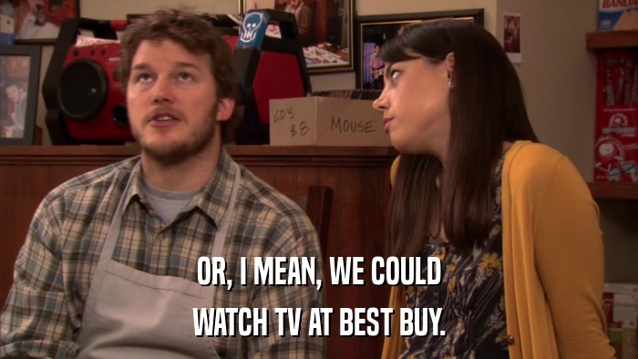 OR, I MEAN, WE COULD WATCH TV AT BEST BUY. 