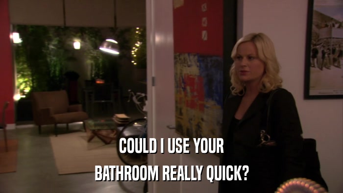 COULD I USE YOUR BATHROOM REALLY QUICK? 