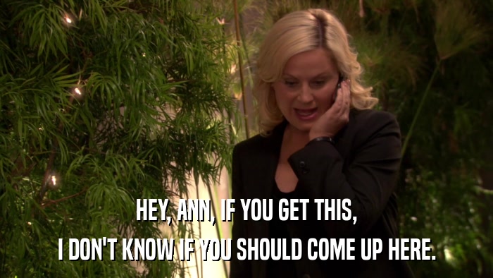 HEY, ANN, IF YOU GET THIS, I DON'T KNOW IF YOU SHOULD COME UP HERE. 