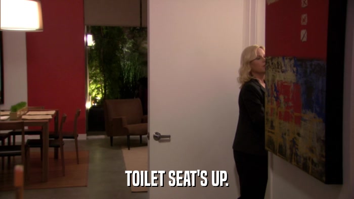 TOILET SEAT'S UP.  