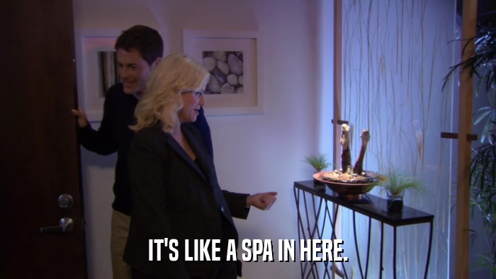 IT'S LIKE A SPA IN HERE.  