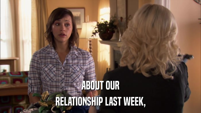 ABOUT OUR RELATIONSHIP LAST WEEK, 