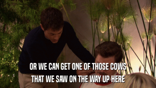 OR WE CAN GET ONE OF THOSE COWS THAT WE SAW ON THE WAY UP HERE 