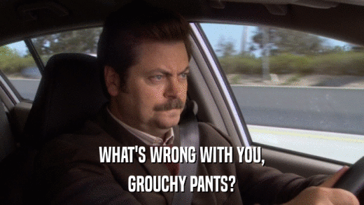 WHAT'S WRONG WITH YOU, GROUCHY PANTS? 