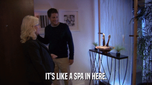 IT'S LIKE A SPA IN HERE.  