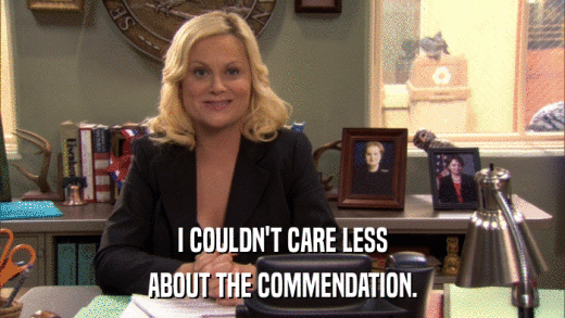 I COULDN'T CARE LESS ABOUT THE COMMENDATION. 