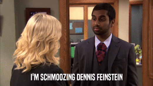 I'M SCHMOOZING DENNIS FEINSTEIN  