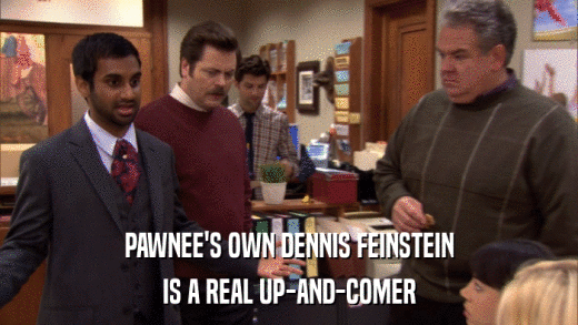 PAWNEE'S OWN DENNIS FEINSTEIN IS A REAL UP-AND-COMER 